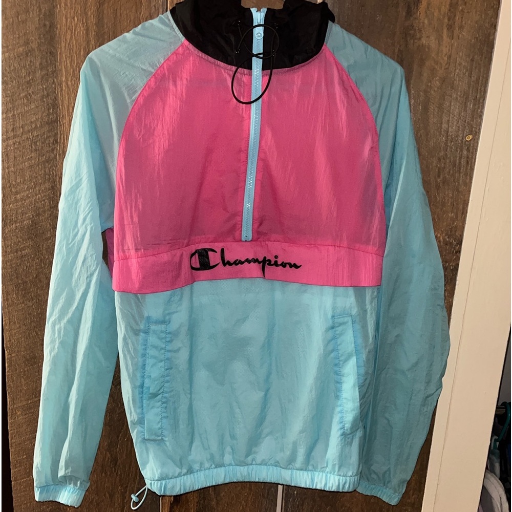 Reverse Blue N Pink Champion Half Zip windbreaker size men’s small.